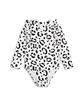 Miles The Label - Girls' Leopard Long Sleeve One Piece Swimsuit - Baby