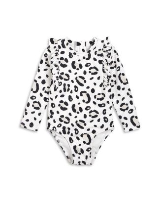 Miles The Label Girls' Leopard Long Sleeve One Piece Swimsuit - Baby ...