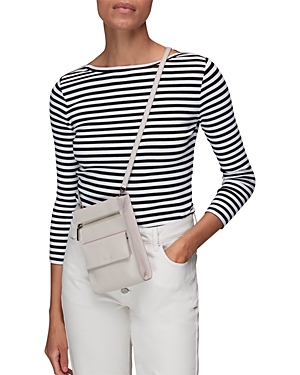 Whistles Long Sleeve Boat Neck T-shirt In Black And White Stripe