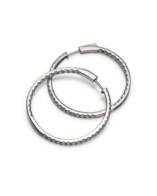 Diamond Inside Out Hoop Earrings in 14K White Gold, 2.90 tcw 