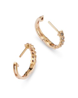 Diamond Milgrain Huggie Hoop Earrings in 14K Yellow Gold, 0.10 tcw 