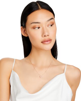 Pav&eacute; Diamond Clover Pendant Necklace in 14K Rose Gold, 0.08 tcw 