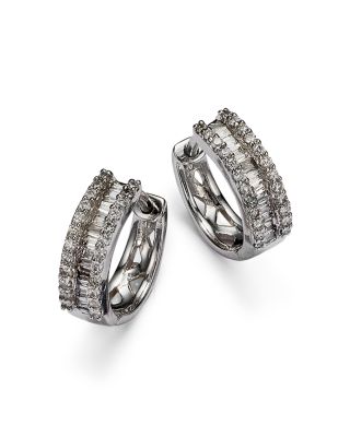 Diamond Baguette Hoop Earrings in 14K White Gold, 0.25 tcw 