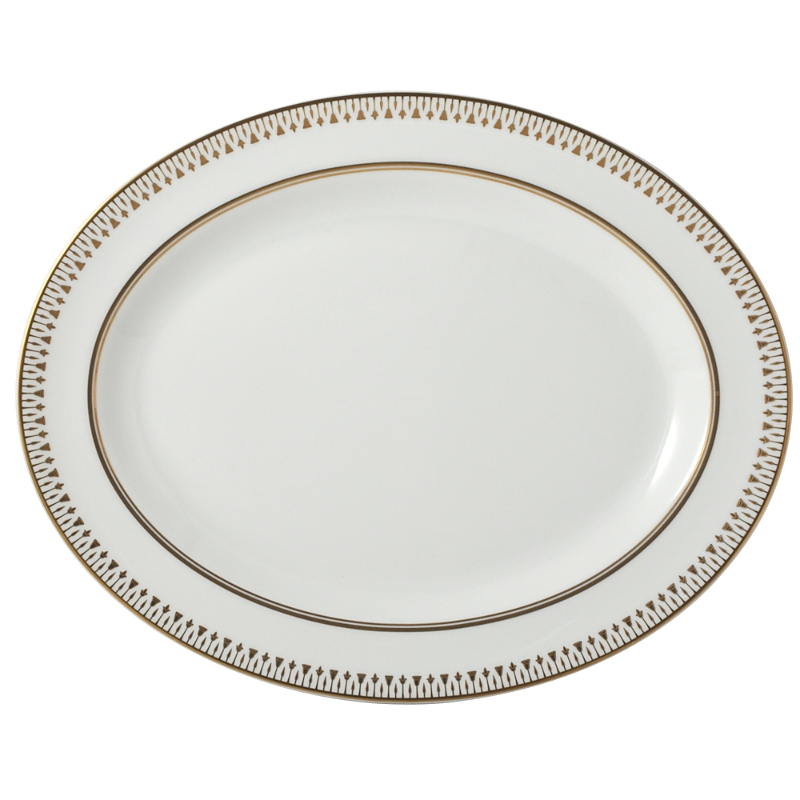 Bernardaud Soleil Levant Oval Platter, 13 In White/gold