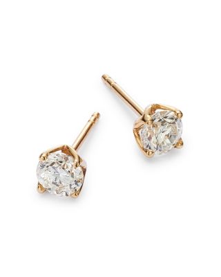 Diamond Round Tulip Stud Earrings in 14K Yellow Gold, 1.0 tcw 