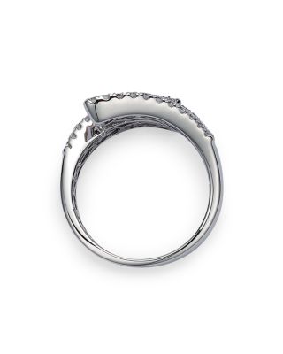 Sapphire & Diamond Bypass Ring in 14K White Gold 