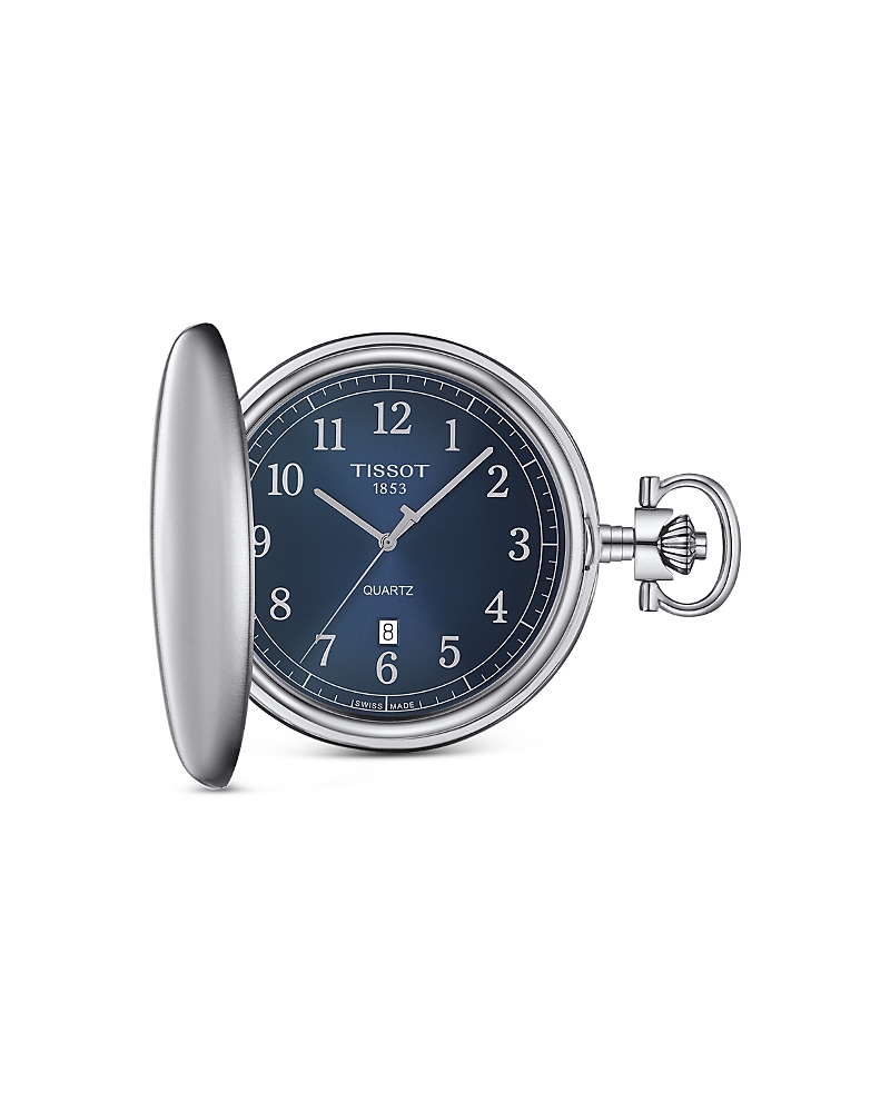 Tissot Savonnettes Quartz Pocket Watch, 49mm In Blue/silver
