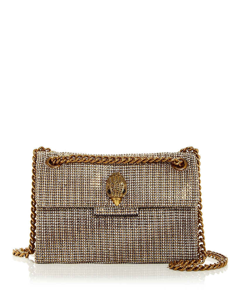 Kurt Geiger Mini Kensington Tweed Crossbody Bag In Dark Beige