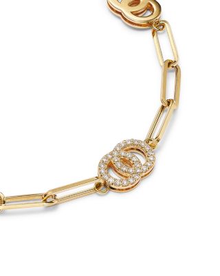 18K Yellow Gold Double O Paperclip Link Bracelet with Diamonds - 150th Anniversary Exclusive
