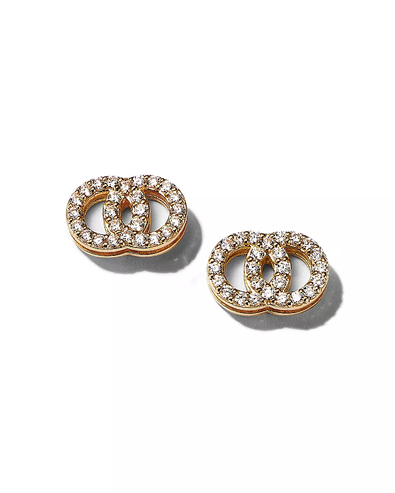 Roberto Coin 18K Yellow Gold Double O Diamond Stud Earrings - 150th Anniversary Exclusive