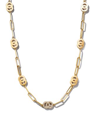 Roberto Coin 18K Yellow Gold Double O Paperclip Link Necklace with Diamonds, 16.5 - 150th Anniversary Exclusive