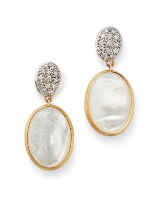 18K Two Tone Gold Siviglia Pav&eacute; Diamond & Mother Of Pearl Drop Earrings - 150th Anniversary Exclusive