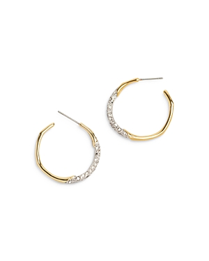 Shop Alexis Bittar Two Tone Pave Hoop Earrings In Silver/gold