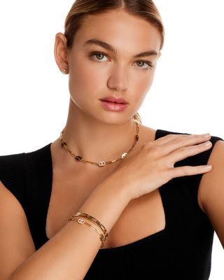 18K Yellow Gold Double O Paperclip Link Bracelet with Diamonds - 150th Anniversary Exclusive