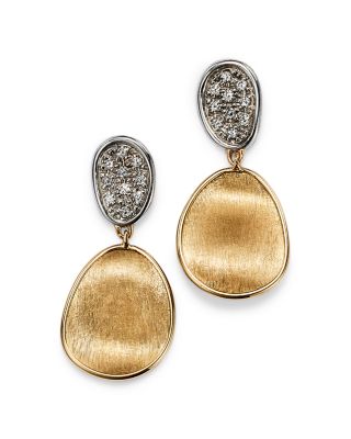 18K Yellow & White Gold Lunaria Diamond Double Drop Earrings