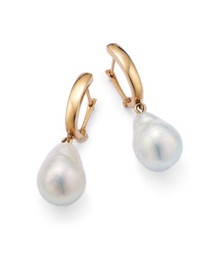 Baroque Cultured Pearl Drop Earrings in 14K Yellow Gold 