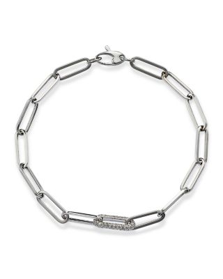 Diamond Paperclip Bracelet in 14K White Gold, 0.60 tcw 