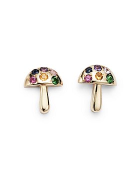 Moon & Meadow - 14K Yellow Gold Multi Stone Mushroom Stud Earrings - 100% Exclusive