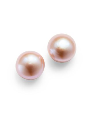 Pink Cultured Freshwater Pearl Stud Earrings in 14K Yellow Gold 