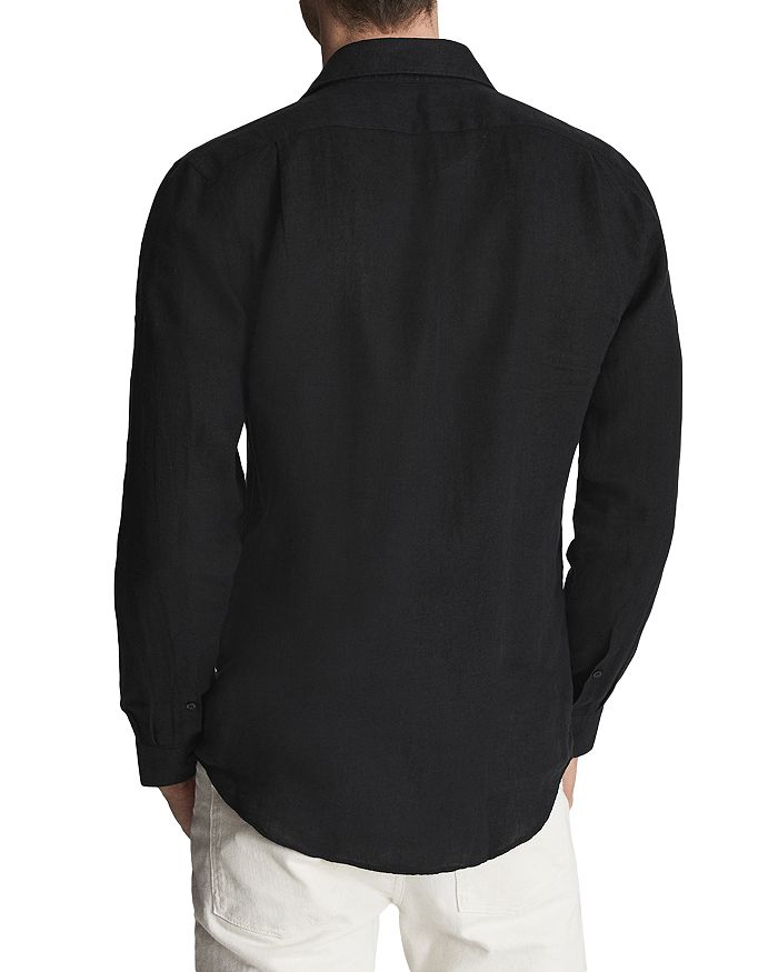 Shop Reiss Ruban Long Sleeve Linen Shirt In Black