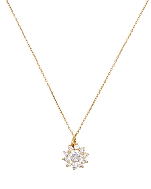 Kate Spade New York Sunny Cubic Zirconia Halo Pendant Necklace In Gold Tone, 16-19 In Clear/gold