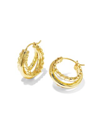 Kendra Scott Quinn Triple Row Huggie Hoop Earrings in 14K Gold Plated ...