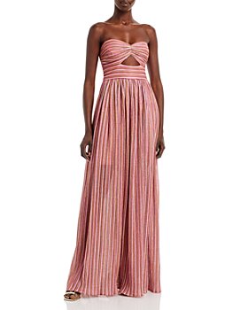 AQUA - Metallic Stripe Cutout Gown - 100% Exclusive