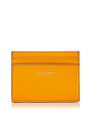 Saint Laurent Leather Card Case In Yellow