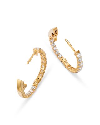 Diamond Inside Out Hoop Earrings in 14K Yellow Gold, 2.0 tcw 