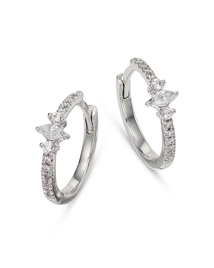 Bloomingdale's Diamond Marquis & Round Mini Hoop Earrings in 14K White