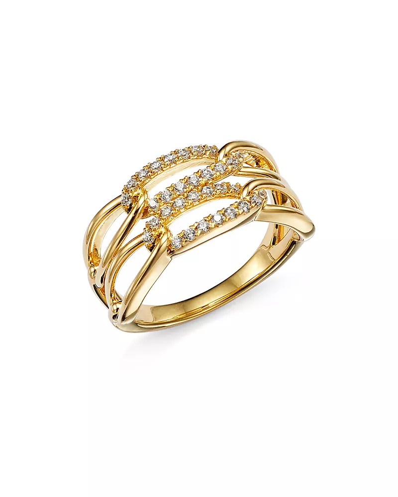 Bloomingdale's Fine Collection Diamond Double Link Ring in 14K Yellow Gold, 0.25 tcw