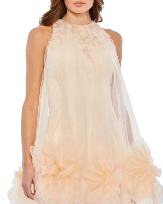 Halter Neck Flowy Petal A Line Mini Dress