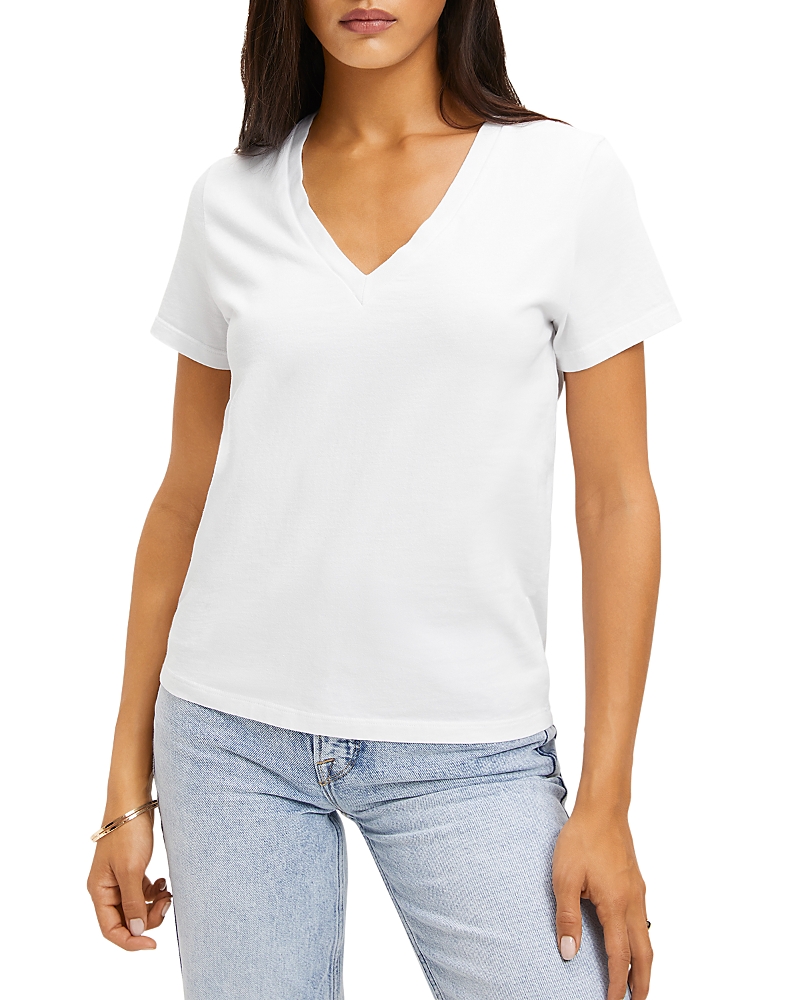 Good American Heritage V-neck Cotton T-shirt In W