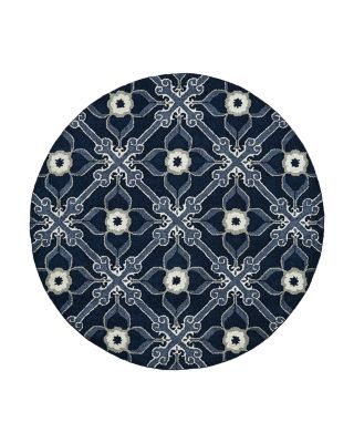 Hilary Farr Peranakan Tile Hpt01 Round Area Rug, 5'9 X 5'9 In Denim ...