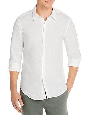 Theory Irving Linen Button Down Shirt In Ivory