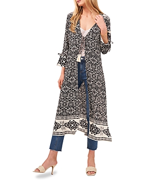 Vince Camuto Printed Tie Front Duster Top