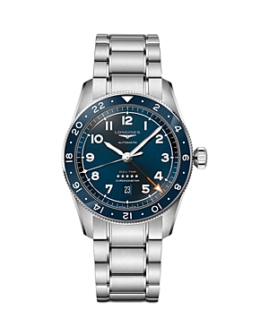 Shop Longines Spirit Zulu Time Gmt Chronometer Watch, 42mm In Blue/silver