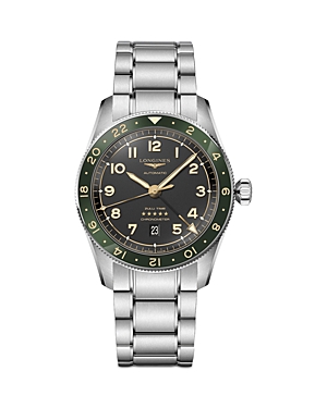 Longines Spirit Zulu Time Gmt Chronometer Watch, 42mm In Brown/silver