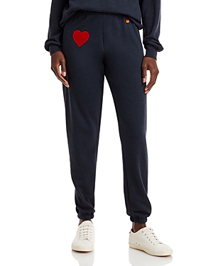 Aviator Nation Heart Applique Jogger Pants In Char