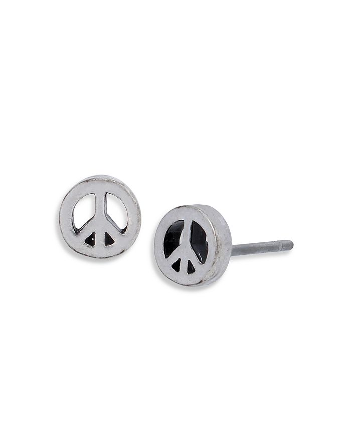 Silver V-Sign Stud Earrings