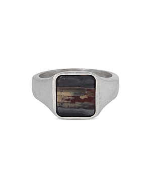 Allsaints Men's Square Gemstone Signet Ring in Sterling Silver Allsaints Men's Square Gemstone Signet Ring in Sterling Silver