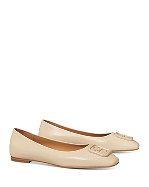Tory Burch Multi-logo Elastic Ballet Flats In Brie