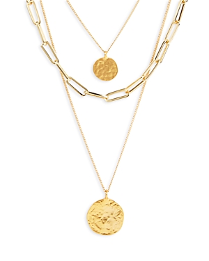 Kenneth Jay Lane Multi Strand Coin Pendant Necklace, 26 In Gold