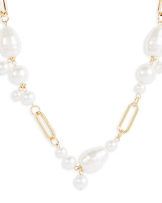 Kenneth Jay Lane - Imitation Pearl Cluster Statement Necklace, 18"