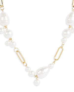 Imitation Pearl Cluster Statement Necklace, 18