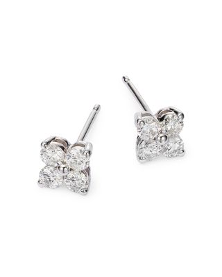 Diamond Clover Stud Earrings in 14K White Gold, 0.50 tcw 