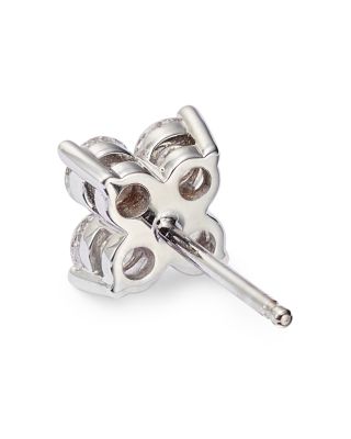 Diamond Clover Stud Earrings in 14K White Gold, 1.0 tcw 