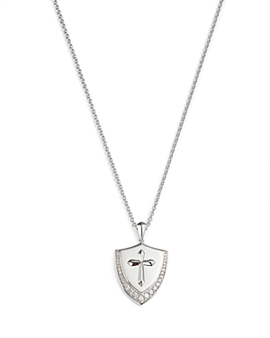 Bloomingdale's Men's Diamond Cross Shield Pendant Necklace In 14k White Gold, 0.50 Ct. T.w. - 100% Exclusive