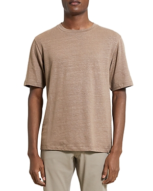 Theory Ryder Flex Linen Stretch Solid Tee In Fossil