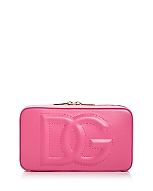 Dolce & Gabbana Dg Logo Zip Leather Clutch Bag In Lillac